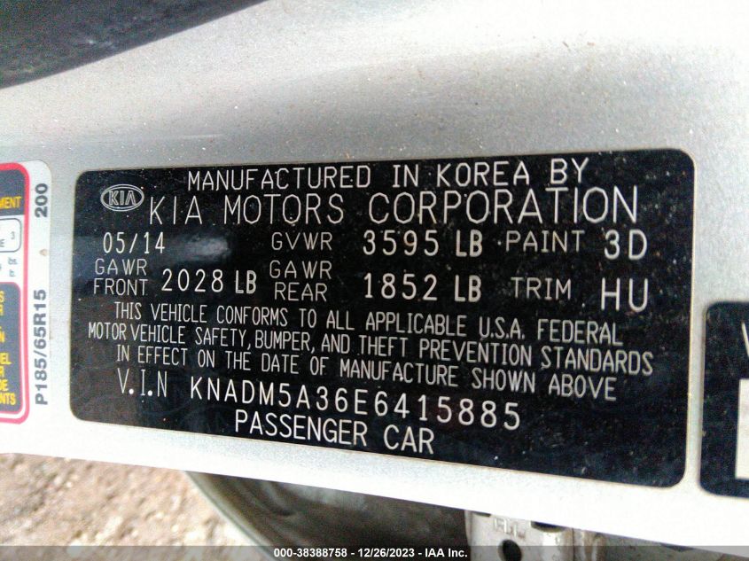 2014 KIA RIO LX - KNADM5A36E6415885