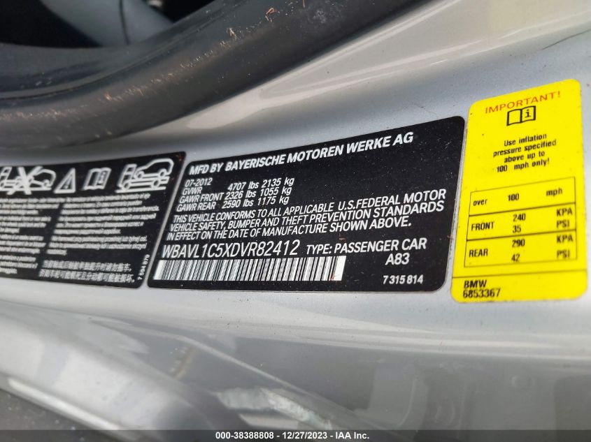2013 BMW X1 XDRIVE28I - WBAVL1C5XDVR82412
