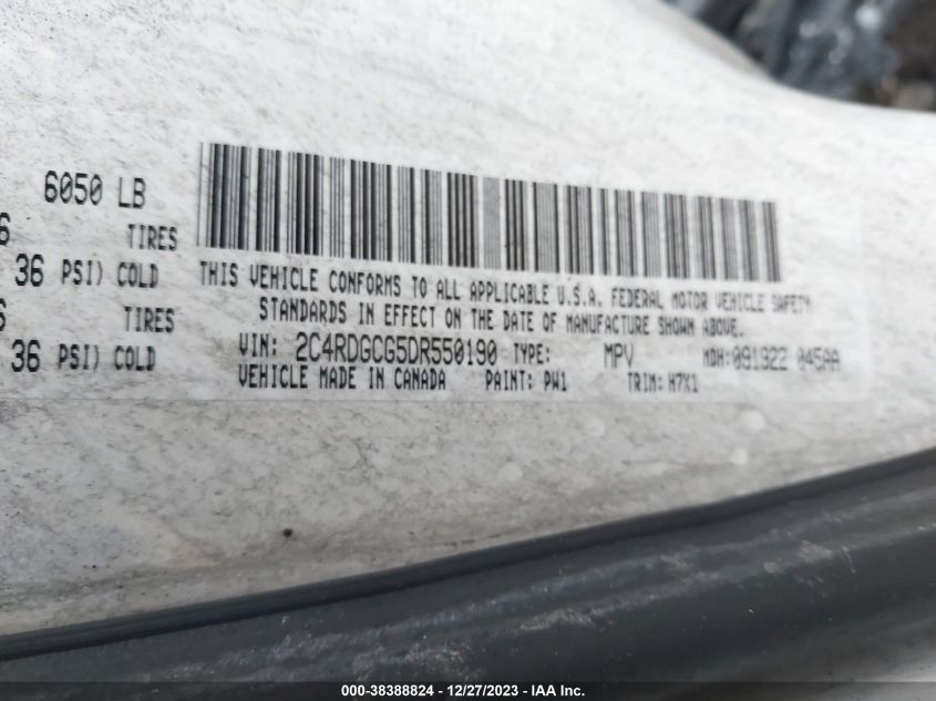 2013 DODGE GRAND CARAVAN SXT - 2C4RDGCG5DR550190