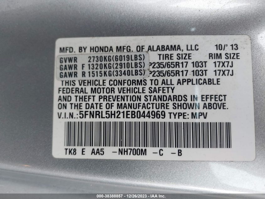 2014 HONDA ODYSSEY LX - 5FNRL5H21EB044969