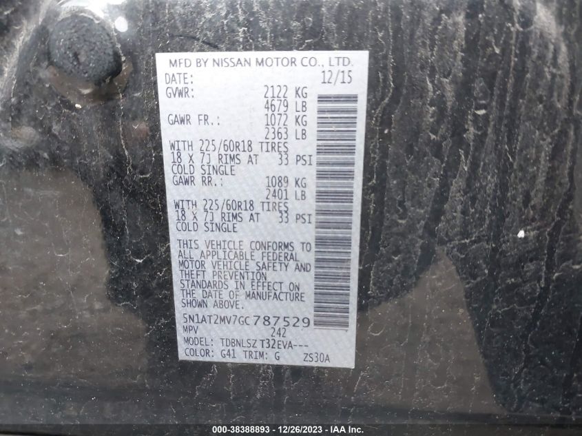 2016 NISSAN ROGUE SL - 5N1AT2MV7GC787529