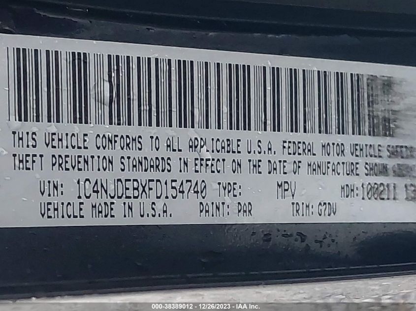2015 JEEP COMPASS LATITUDE - 1C4NJDEBXFD154740