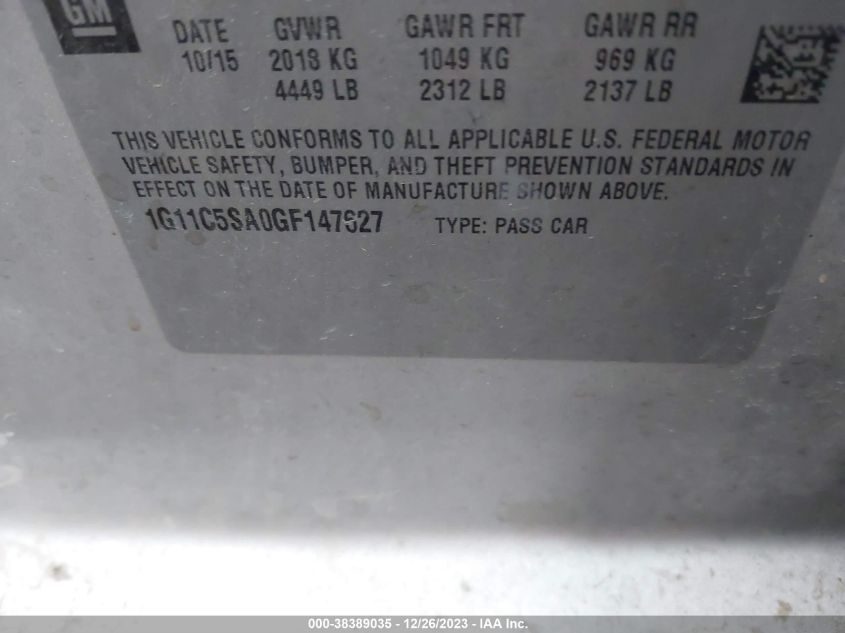 2016 CHEVROLET MALIBU LIMITED LT - 1G11C5SA0GF147627