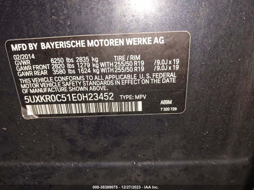 2014 BMW X5 XDRIVE35I - 5UXKR0C51E0H23452