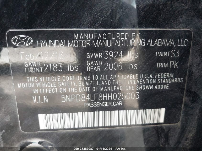 2017 HYUNDAI ELANTRA SE - 5NPD84LF8HH025003