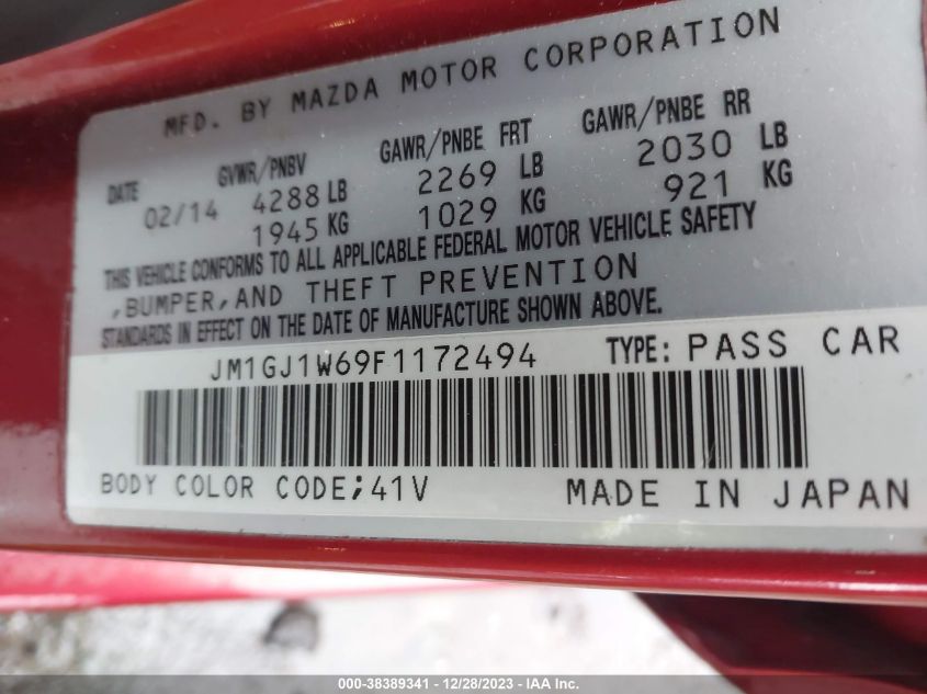 2015 MAZDA MAZDA6 - JM1GJ1W69F1172494
