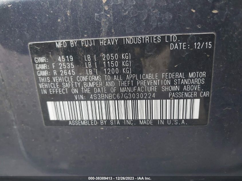 2016 SUBARU LEGACY 2.5I PREMIUM - 4S3BNBC67G3030224