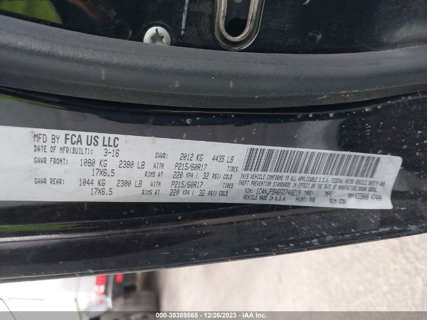 2016 JEEP PATRIOT SPORT - 1C4NJPBA6GD740219