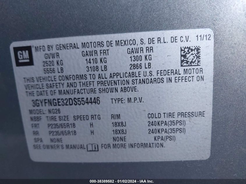2013 CADILLAC SRX LUXURY COLLECTION - 3GYFNGE32DS554446