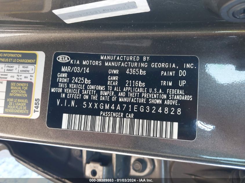 2014 KIA OPTIMA LX - 5XXGM4A71EG324828
