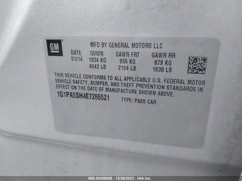 2014 CHEVROLET CRUZE LS - 1G1PA5SH4E7286521