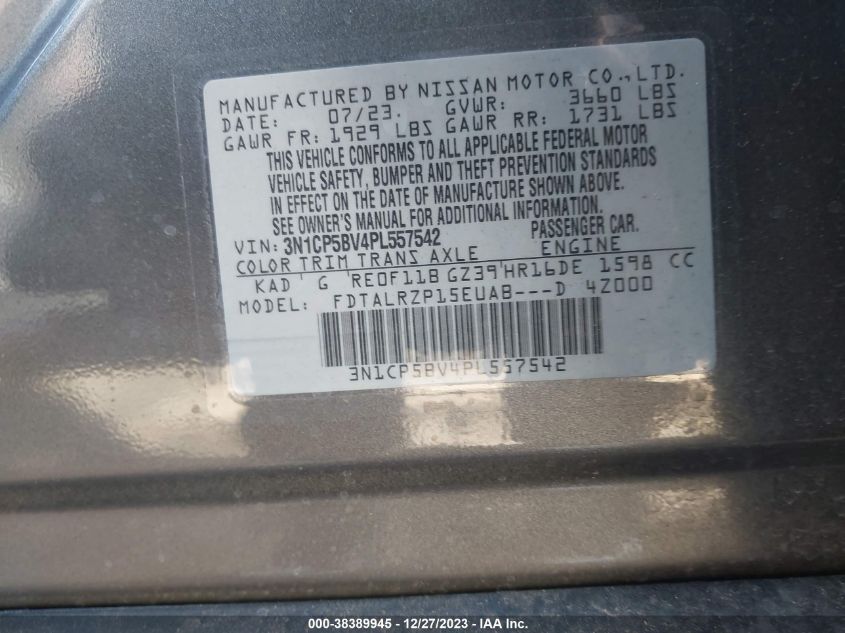2023 NISSAN KICKS S - 3N1CP5BV4PL557542