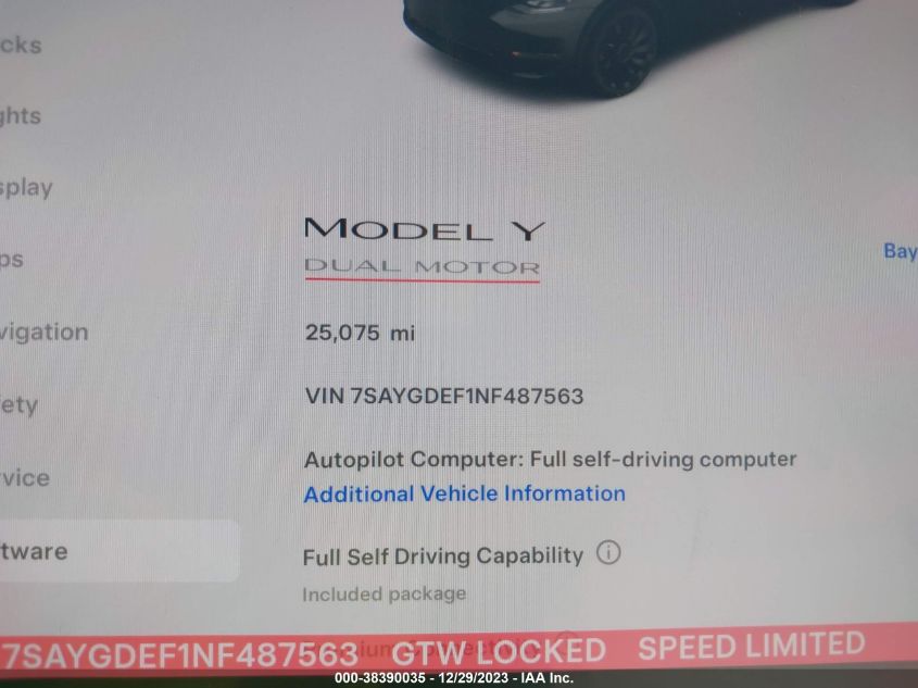 2022 TESLA MODEL Y PERFORMANCE DUAL MOTOR ALL-WHEEL DRIVE - 7SAYGDEF1NF487563