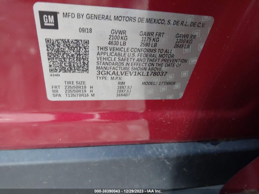 2019 GMC TERRAIN SLT - 3GKALVEV1KL178037