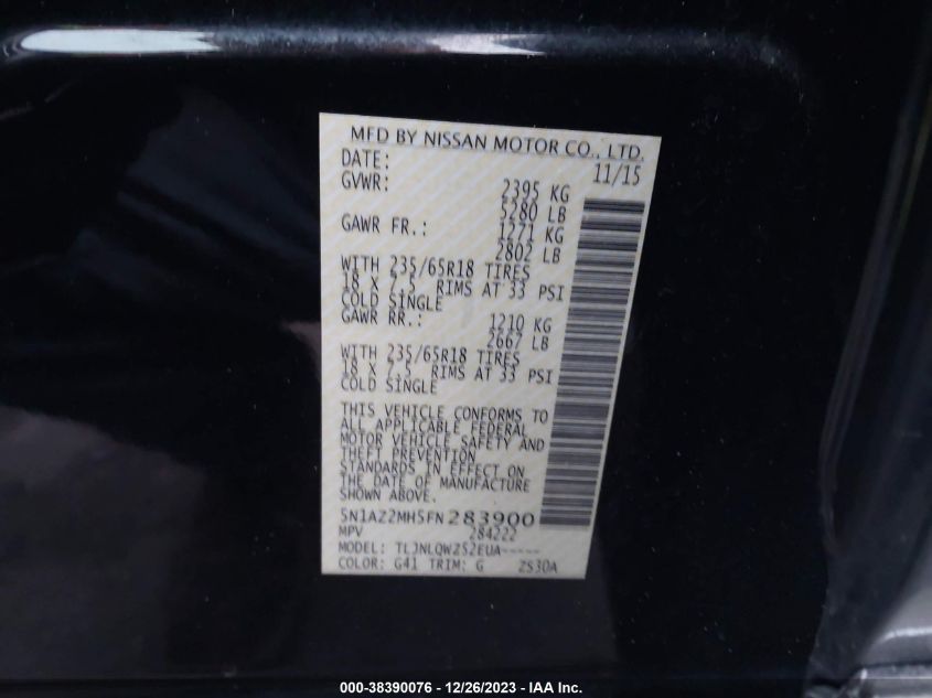 2015 NISSAN MURANO SV - 5N1AZ2MH5FN283900