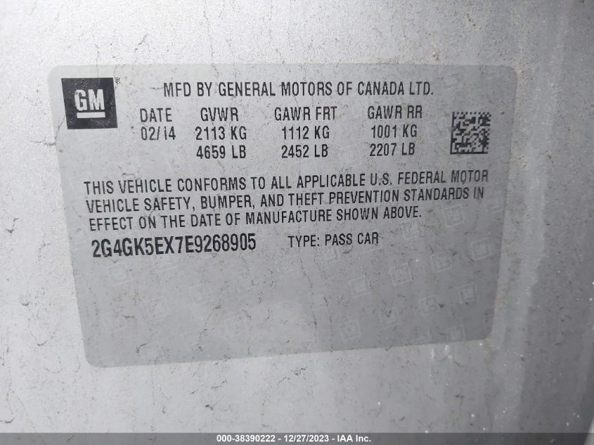 2014 BUICK REGAL - 2G4GK5EX7E9268905