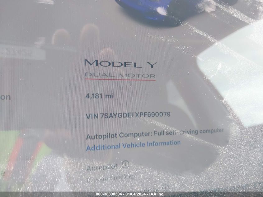 2023 TESLA MODEL Y - 7SAYGDEFXPF690079