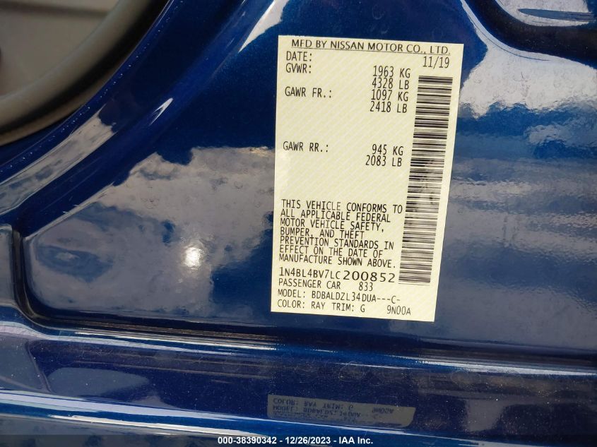 2020 NISSAN ALTIMA S - 1N4BL4BV7LC200852