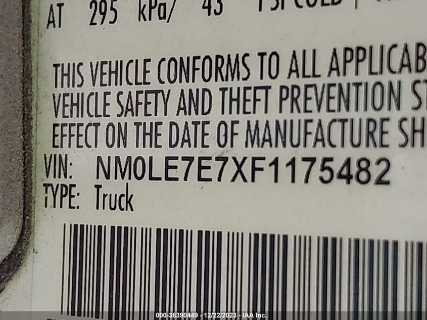 2015 FORD TRANSIT CONNECT XL - NM0LE7E7XF1175482