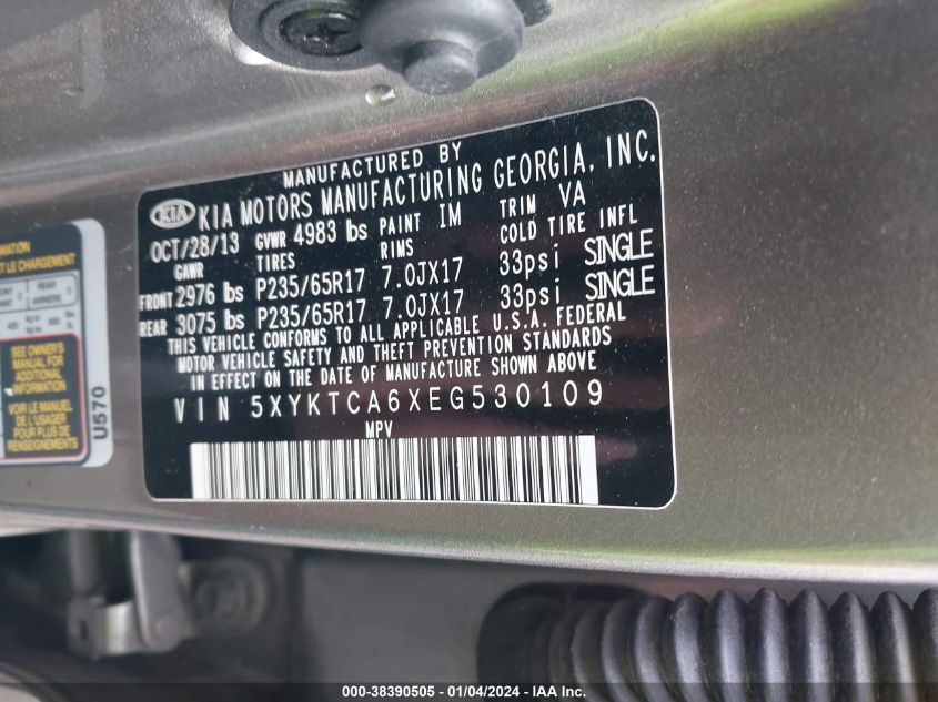 2014 KIA SORENTO LX - 5XYKTCA6XEG530109