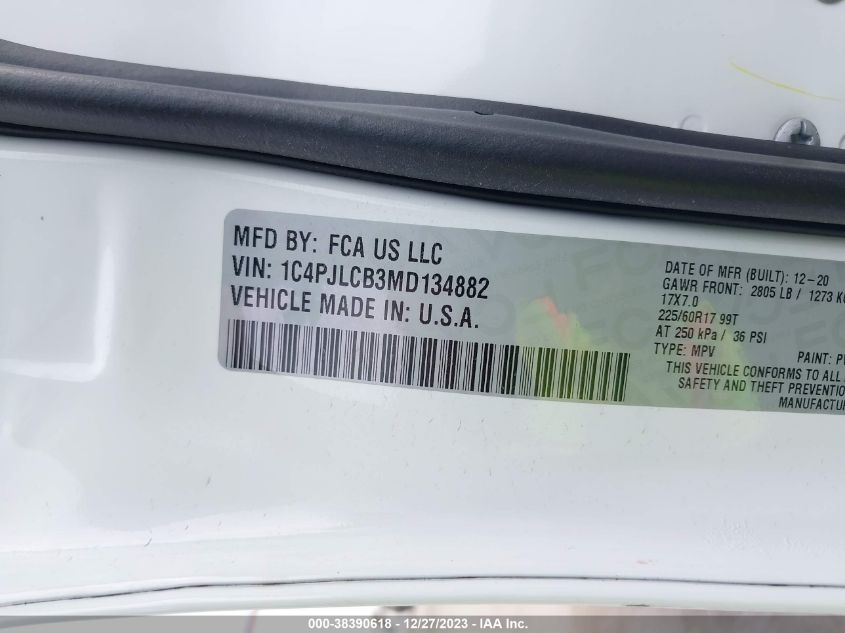 2021 JEEP CHEROKEE LATITUDE - 1C4PJLCB3MD134882