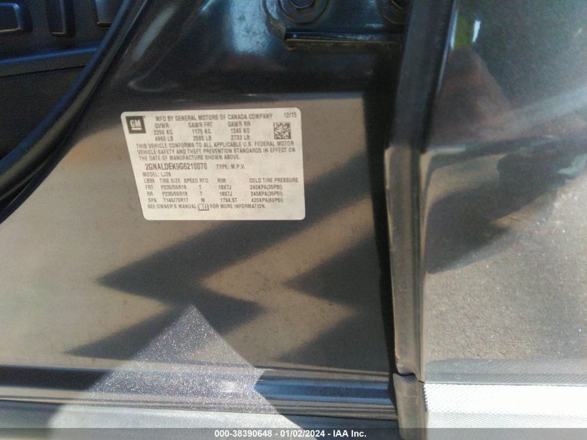 2016 CHEVROLET EQUINOX LTZ - 2GNALDEK9G6210070
