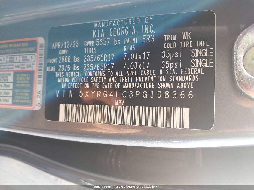 2023 KIA SORENTO LX - 5XYRG4LC3PG198366