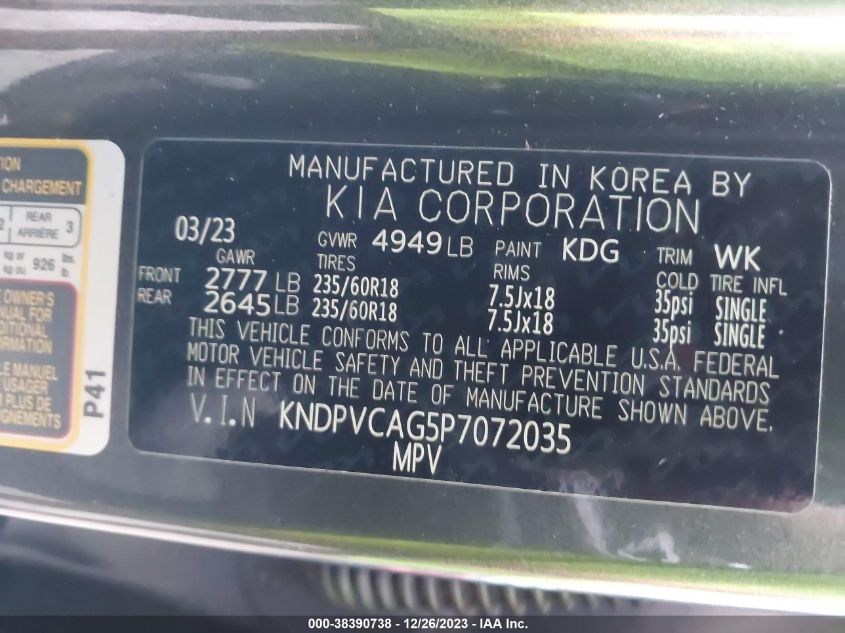 2023 KIA SPORTAGE HYBRID EX - KNDPVCAG5P7072035