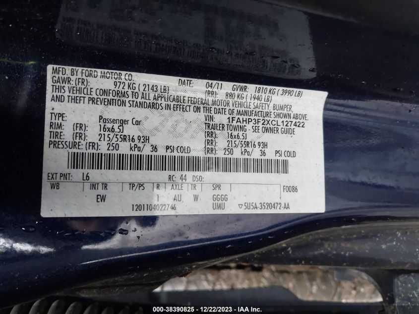 1FAHP3F2XCL127422 | 2012 FORD FOCUS