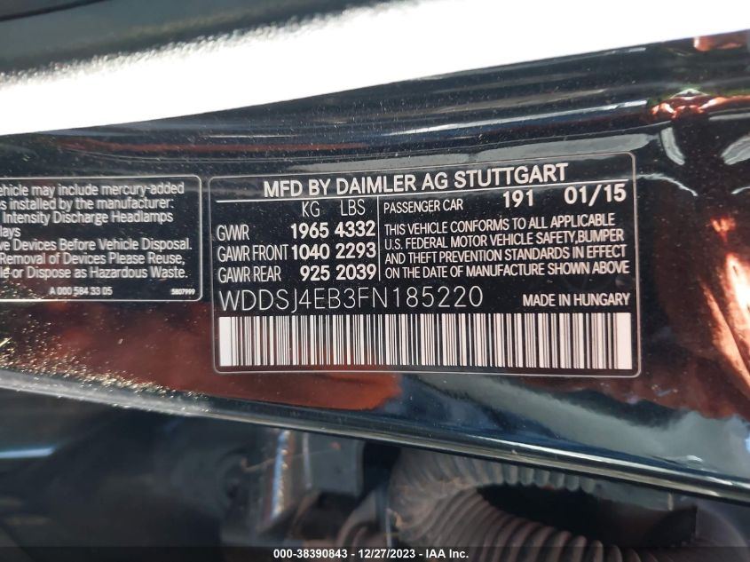 2015 MERCEDES-BENZ CLA 250 - WDDSJ4EB3FN185220