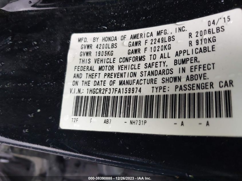 2015 HONDA ACCORD LX - 1HGCR2F37FA159974