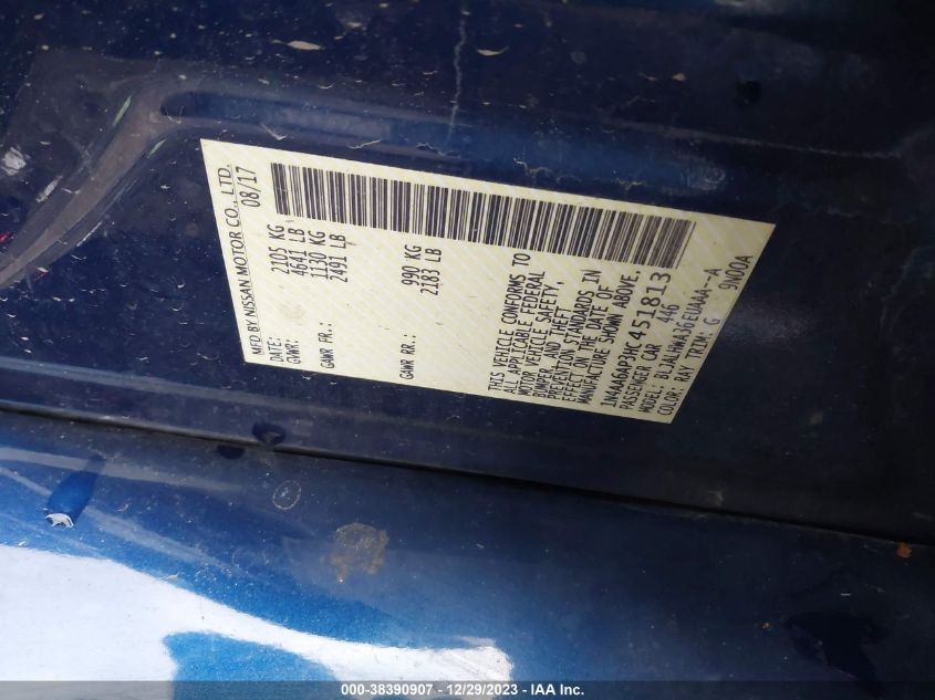 2017 NISSAN MAXIMA 3.5 PLATINUM - 1N4AA6AP3HC451813