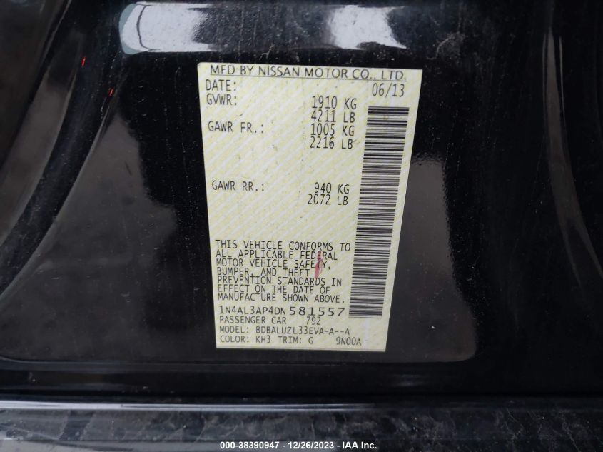 2013 NISSAN ALTIMA 2.5 SV - 1N4AL3AP4DN581557
