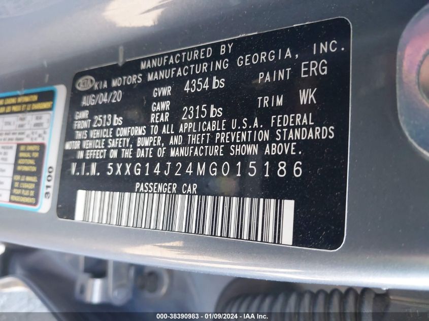 2021 KIA K5 LXS - 5XXG14J24MG015186