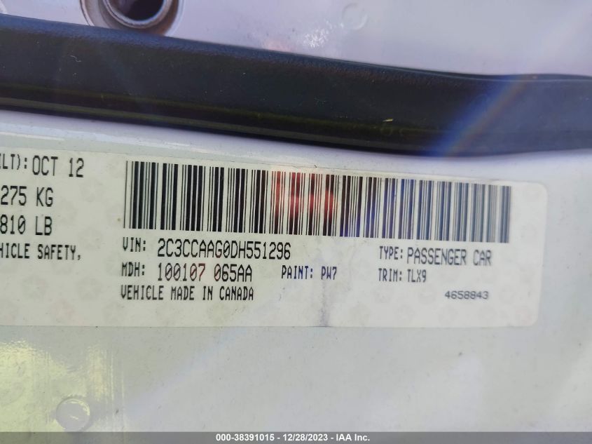 2013 CHRYSLER 300 - 2C3CCAAG0DH551296