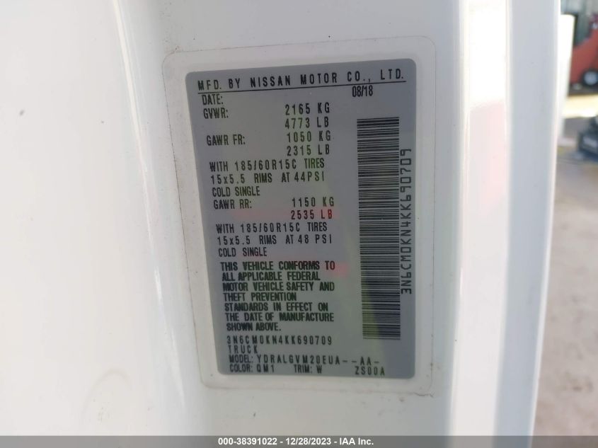 2019 NISSAN NV200 SV - 3N6CM0KN4KK690709