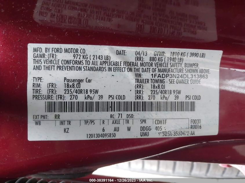 1FADP3N24DL313863 | 2013 FORD FOCUS