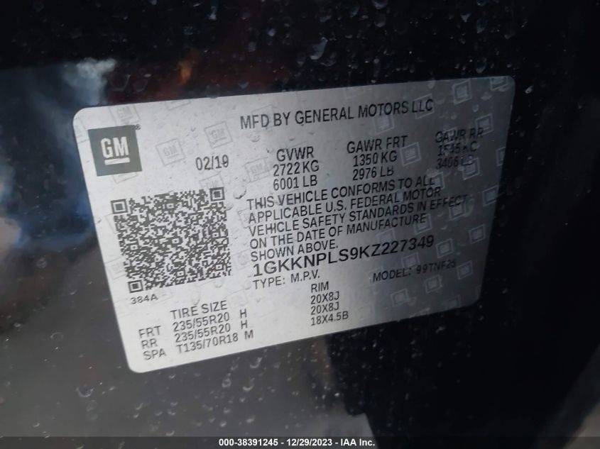 2019 GMC ACADIA DENALI - 1GKKNPLS9KZ227349