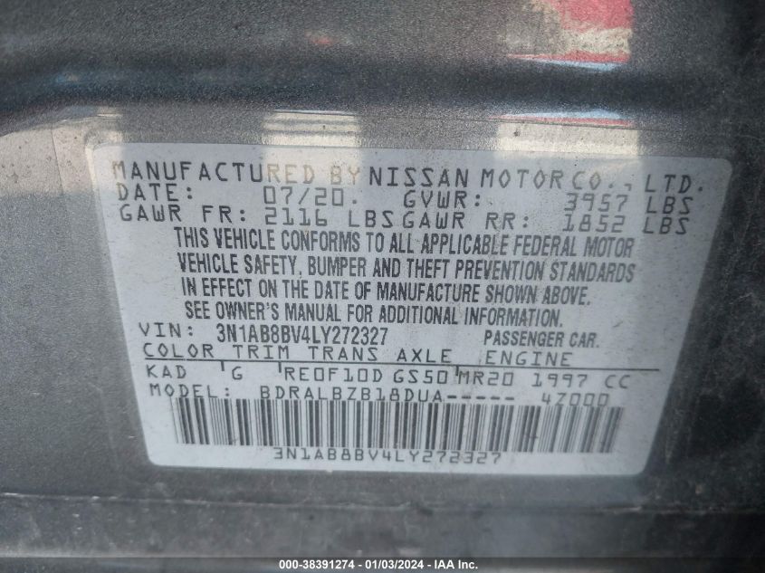 2020 NISSAN SENTRA S - 3N1AB8BV4LY272327