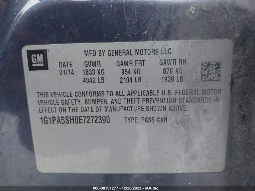 2014 CHEVROLET CRUZE LS - 1G1PA5SH0E7272390