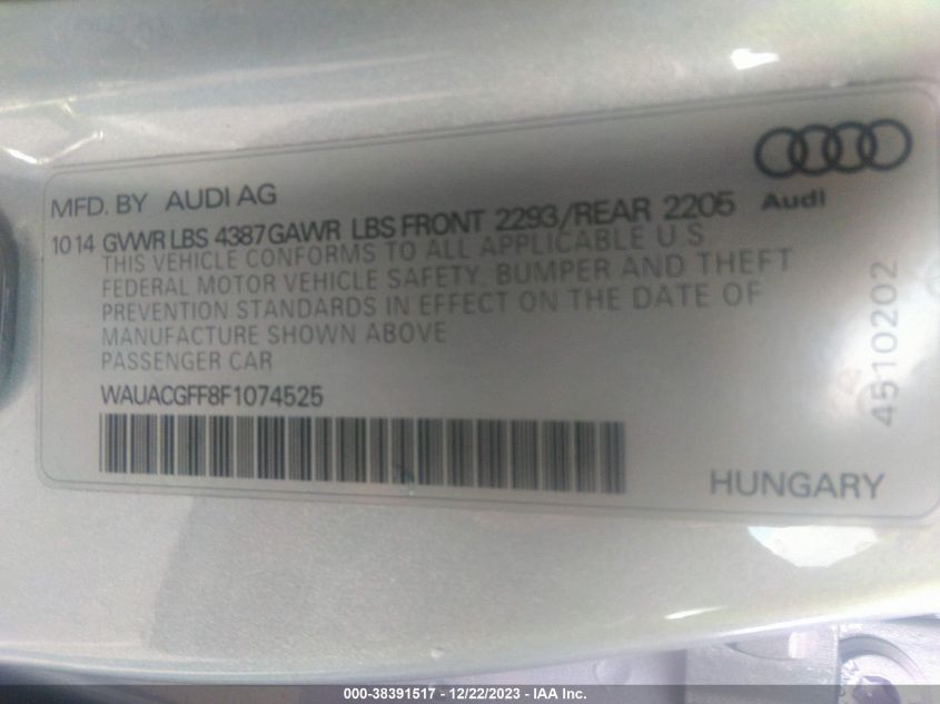 2015 AUDI A3 1.8T PREMIUM - WAUACGFF8F1074525