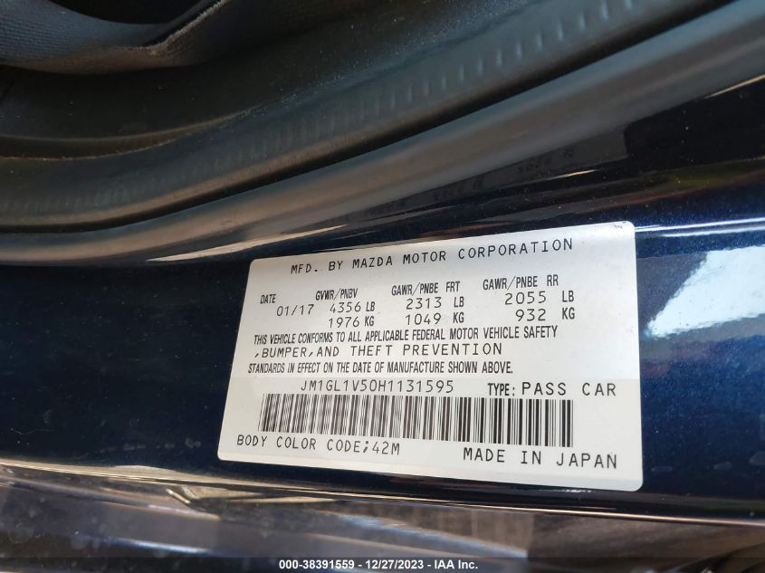 VIN JM1GL1V50H1131595 2017 MAZDA MAZDA6 TOURING