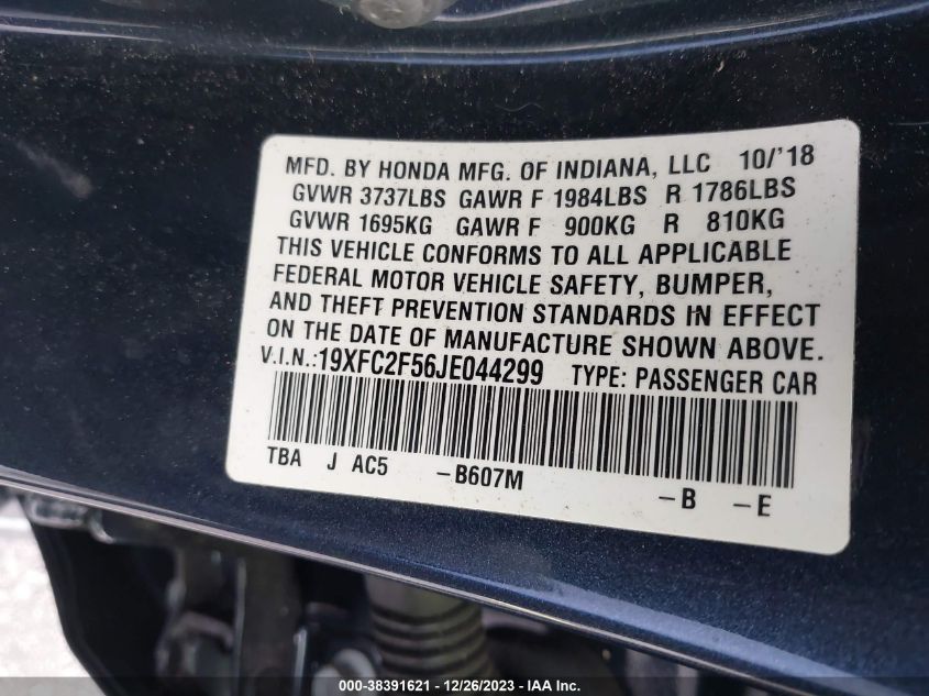 2018 HONDA CIVIC LX - 19XFC2F56JE044299