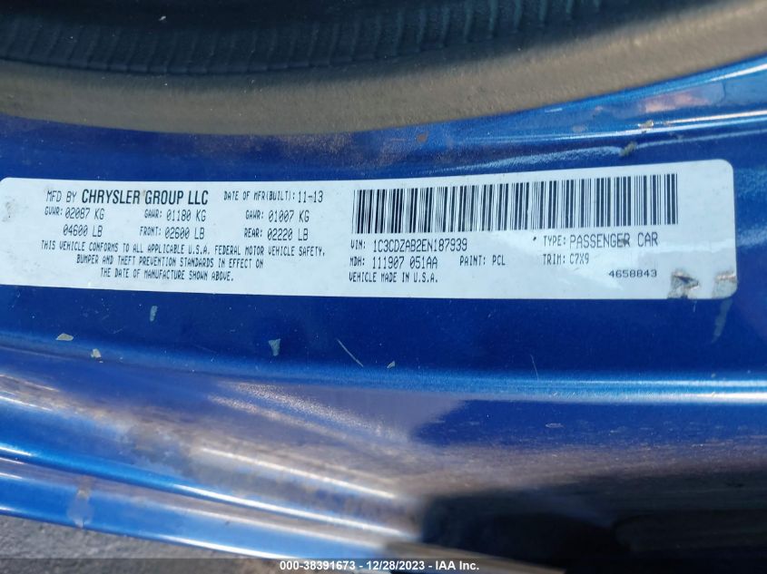 2014 DODGE AVENGER SE - 1C3CDZAB2EN187939