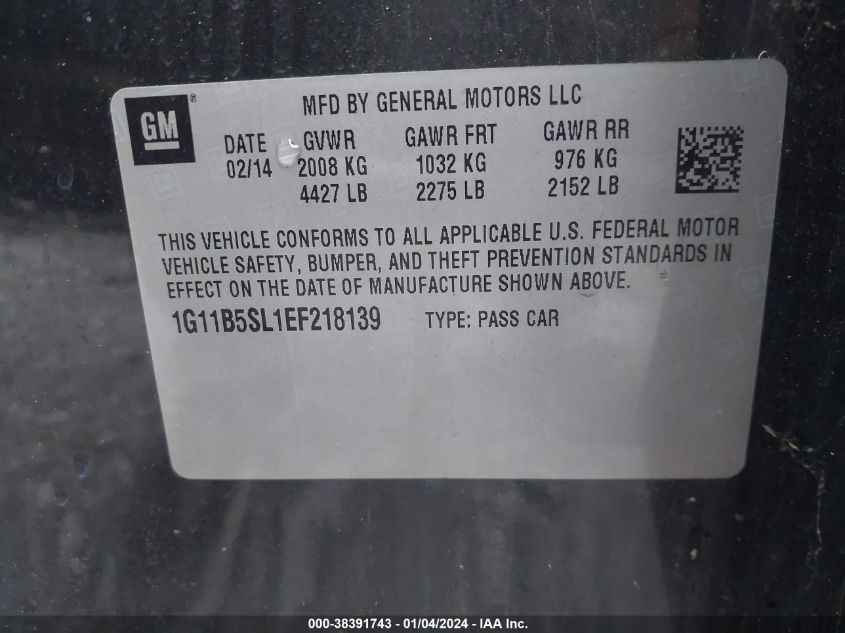 2014 CHEVROLET MALIBU 1LS - 1G11B5SL1EF218139