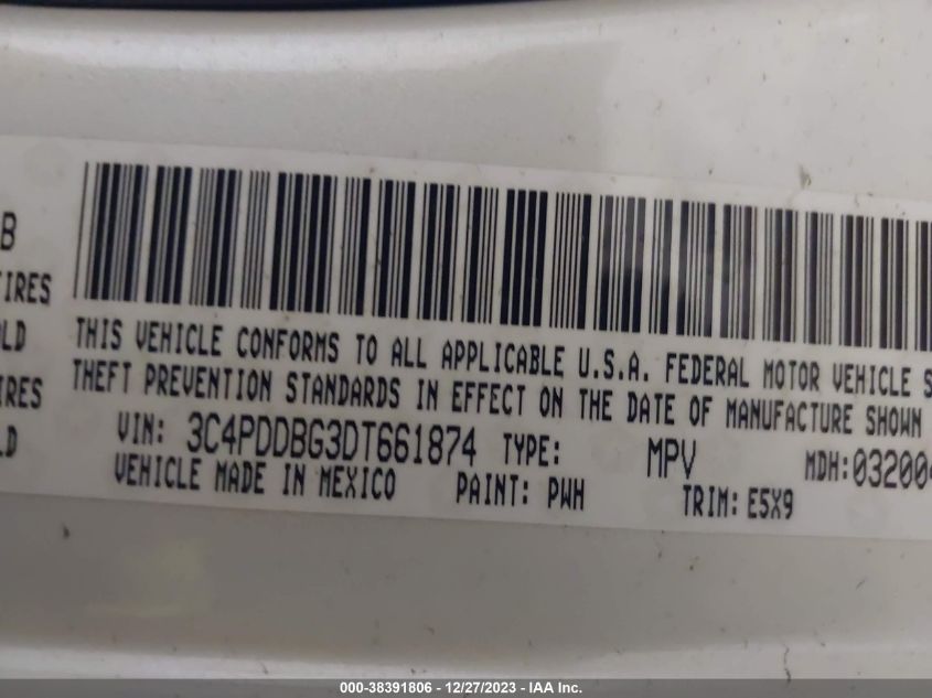 2013 DODGE JOURNEY SXT - 3C4PDDBG3DT661874