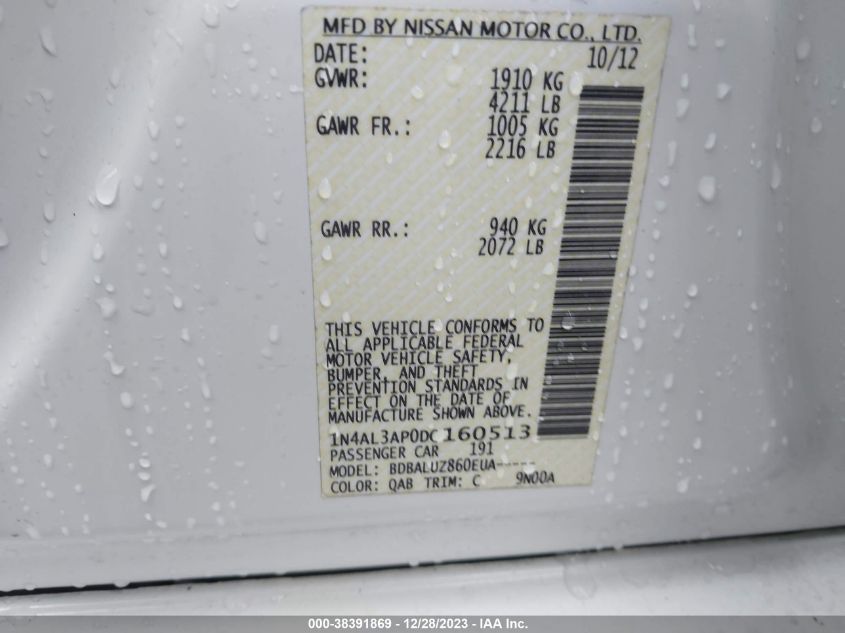 2013 NISSAN ALTIMA 2.5 SV - 1N4AL3AP0DC160513
