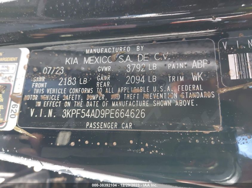 2023 KIA FORTE GT LINE - 3KPF54AD9PE664626