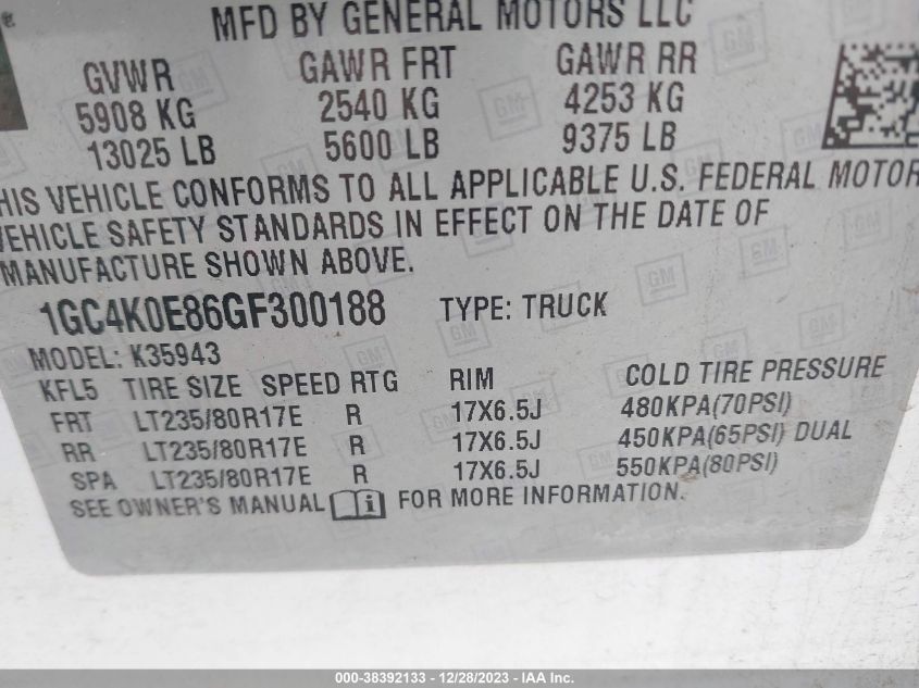 2016 CHEVROLET SILVERADO 3500HD 1GC4K0E86GF300188