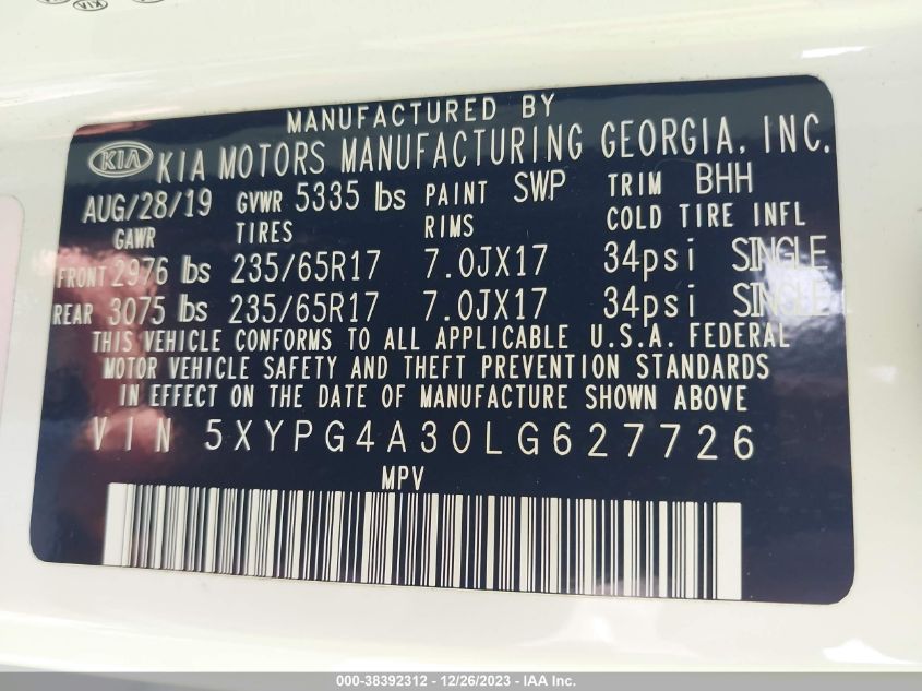2020 KIA SORENTO 2.4L LX - 5XYPG4A30LG627726